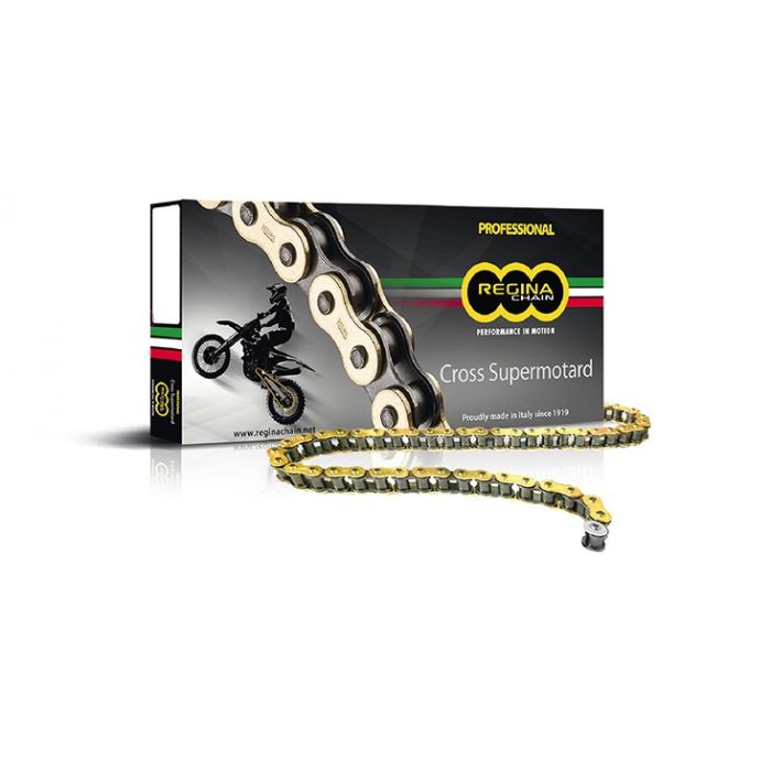 Drive chain Regina chain pitch 420 cross professional without O-RING 140 links -gold 124RX3.140