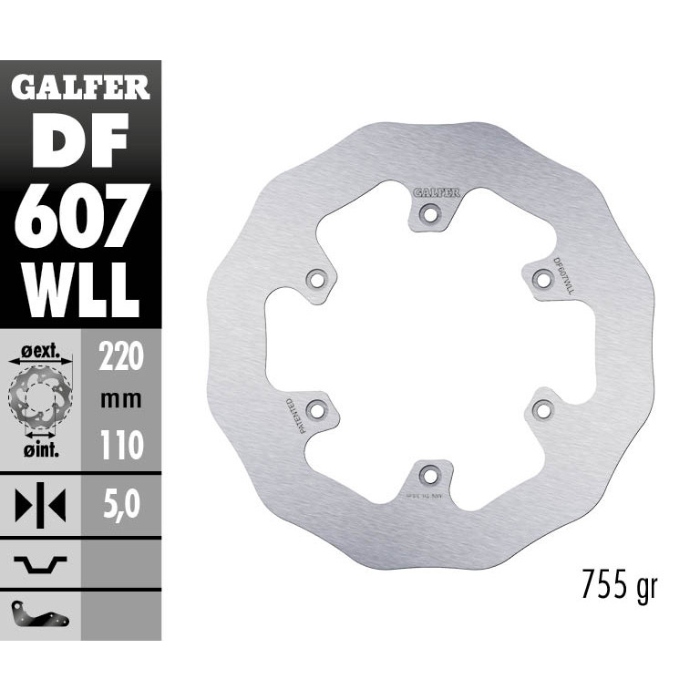 Brake disc Galfer Wave KTM 125 SX (94-25) rear solid DF607WLL
