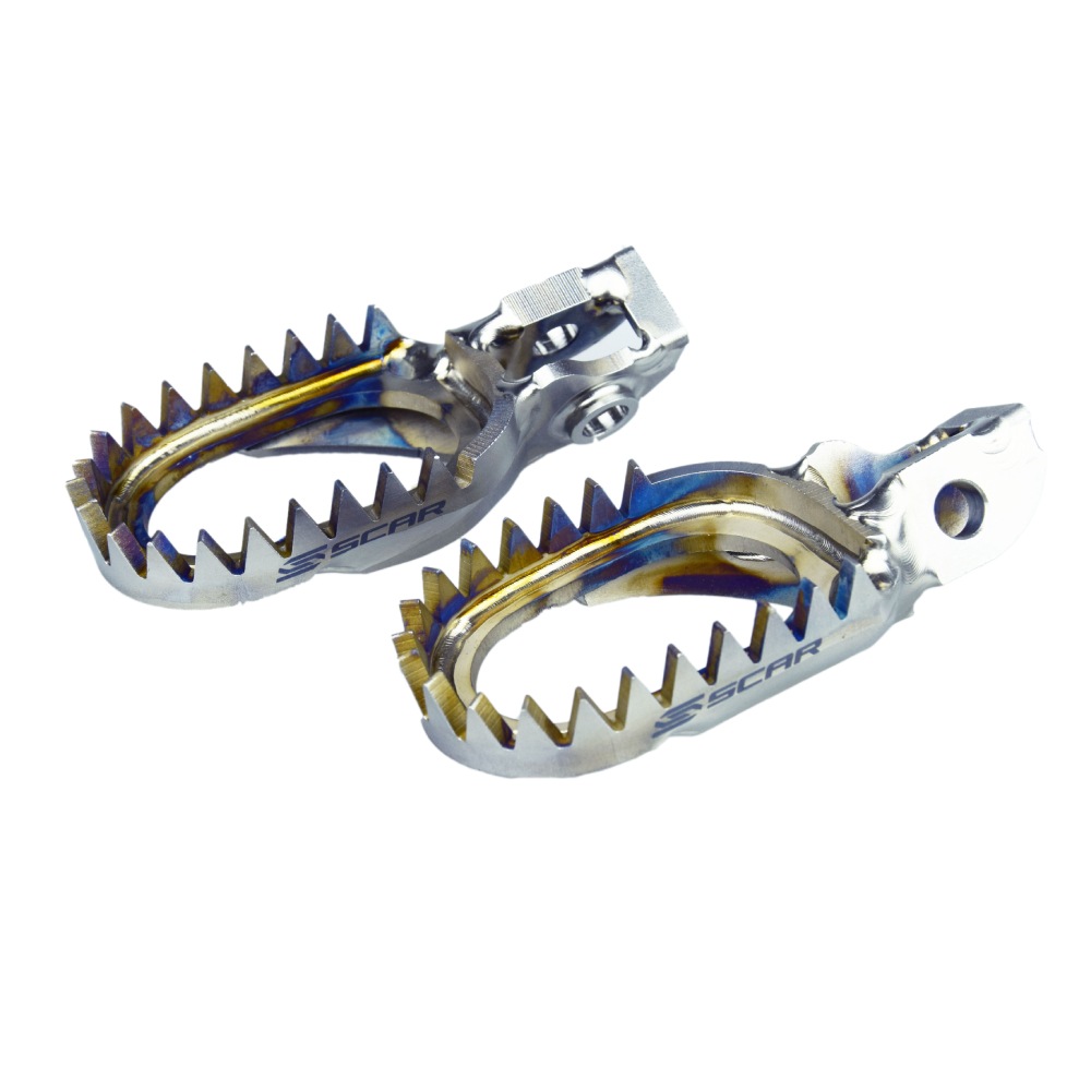 Footpegs titanium Scar KTM 150 SX (16-22) Anti-Mud S5517AM